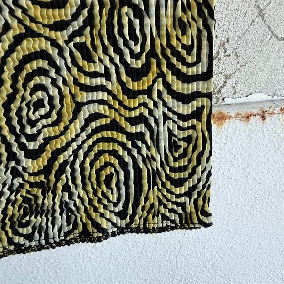 Vintage Pleated Crinkle Tank 90s Carina Abstract Swirl Art Print Micropleat Top - Picture 4 of 6